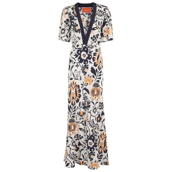 La Double J Floral Embroidered Crepe De Chine Marlene Dress - NWT - Picture 1 of 2